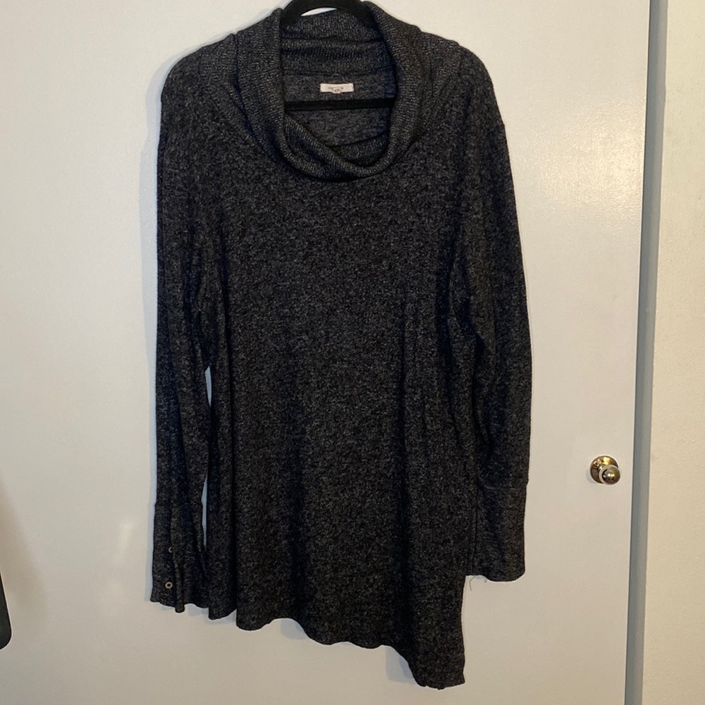 Maurices Asymmetrical Cowl Neck Tunic-Dark Grey- Size XXL